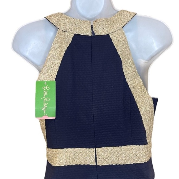 Lilly Pulitzer Eliana True Navy Braided Gold Cocktail Shift Dress - Picture 5 of 13
